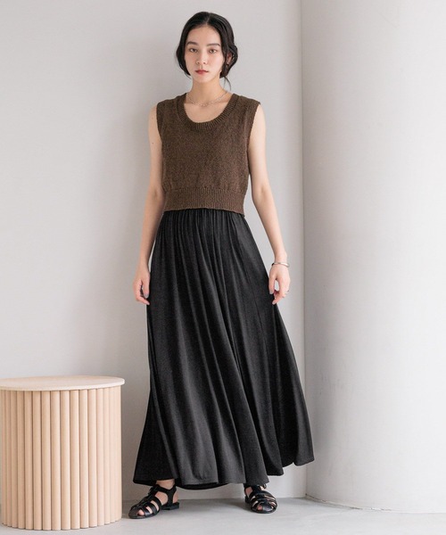 「LOWRYS FARM」 フレアスカート FREE ブラック レディース_画像3