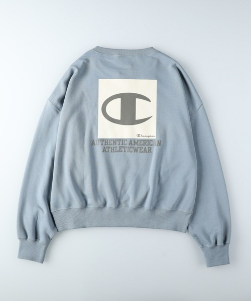 「Champion」 スウェットカットソー M サックスブルー レディース_画像2