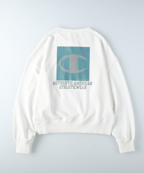 「Champion」 スウェットカットソー M サックスブルー レディース_画像3