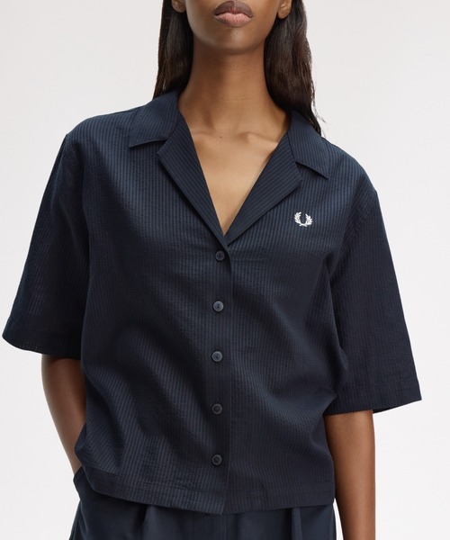 FRED PERRY（フレッドペリー） ブラウス シャツ 半袖 Sheer Stripe 