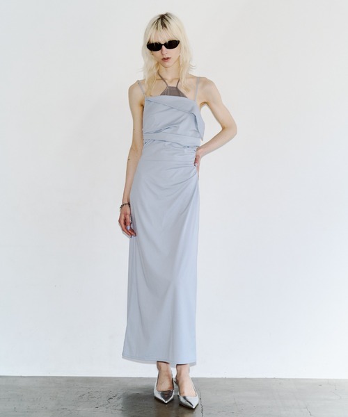 ワンピース BICOLOR DRAPE DRESS/バイカラードレープドレスの画像
