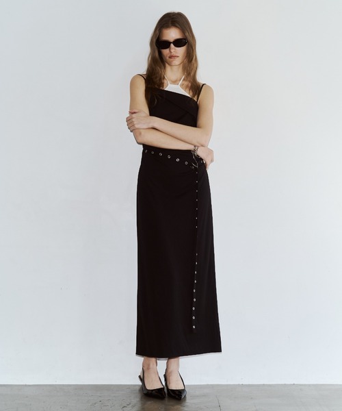 ワンピース BICOLOR DRAPE DRESS/バイカラードレープドレスの画像