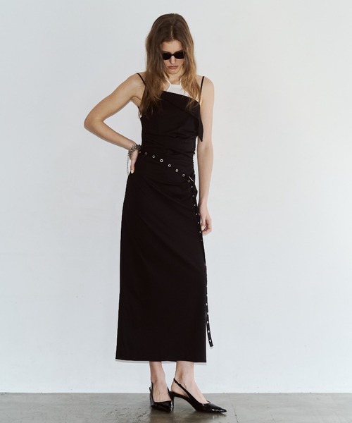 ワンピース BICOLOR DRAPE DRESS/バイカラードレープドレスの画像