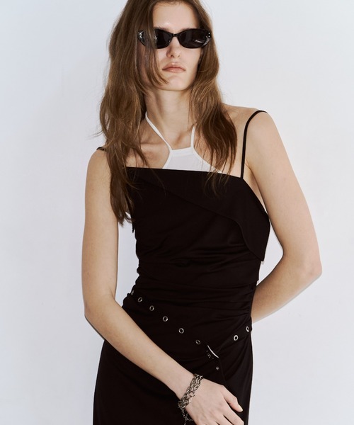 ワンピース BICOLOR DRAPE DRESS/バイカラードレープドレスの画像