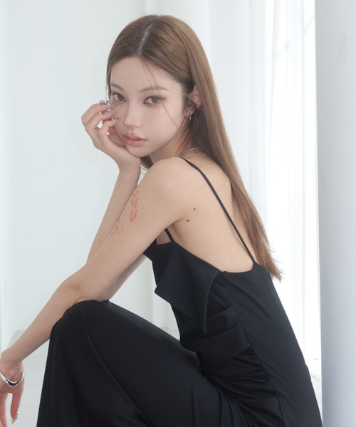 ワンピース BICOLOR DRAPE DRESS/バイカラードレープドレスの画像