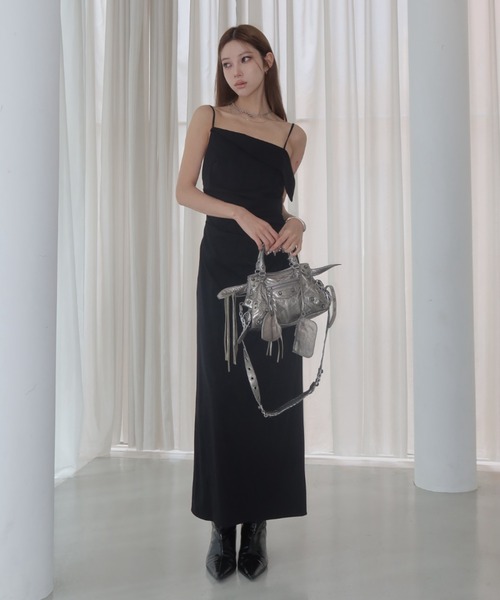 ワンピース BICOLOR DRAPE DRESS/バイカラードレープドレスの画像