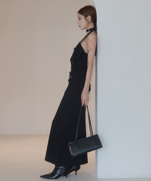 ワンピース BICOLOR DRAPE DRESS/バイカラードレープドレスの画像