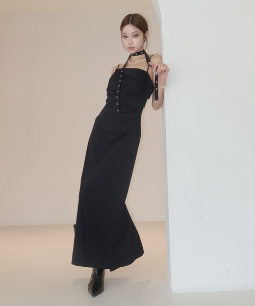 ワンピース BICOLOR DRAPE DRESS/バイカラードレープドレスの画像