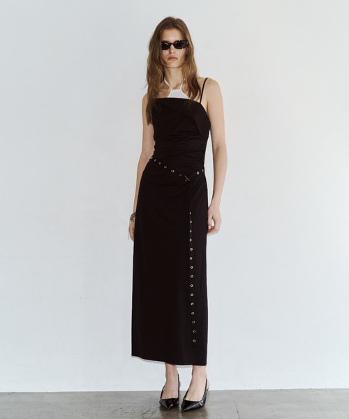 ワンピース BICOLOR DRAPE DRESS/バイカラードレープドレスの画像