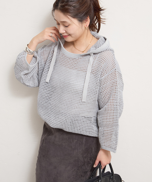 ニット セーター 別注「ARMY TWILL/アーミーツイル」Cotton Mesh Hoodie レディースの画像