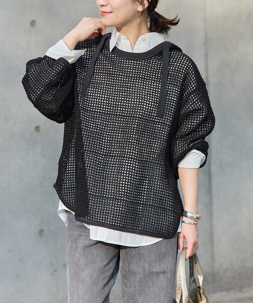 ニット セーター 別注「ARMY TWILL/アーミーツイル」Cotton Mesh Hoodie レディースの画像