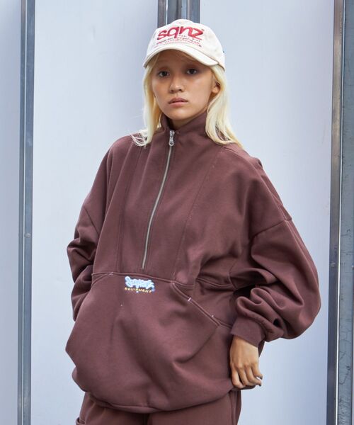 「SEQUENZ」 スウェットカットソー LARGE ダークブラウン メンズ_画像6