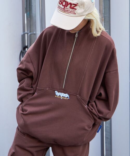 「SEQUENZ」 スウェットカットソー LARGE ダークブラウン メンズ_画像7