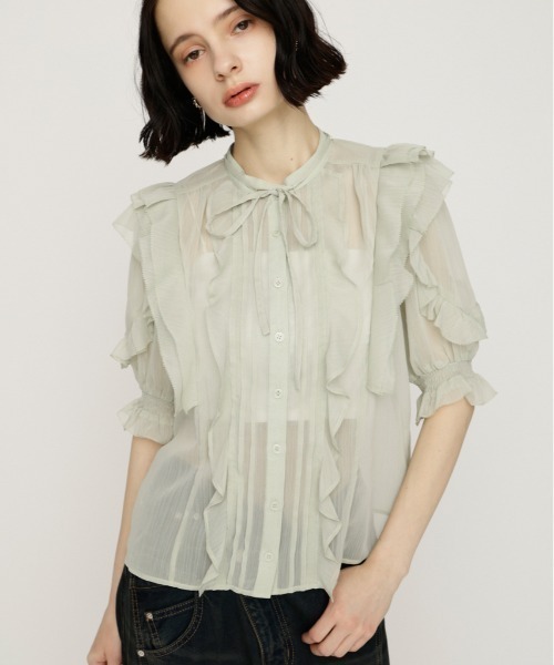 ブラウス シャツ FRONT FRILL BL フロントフリルブラウス 春服 夏服 レディースの画像