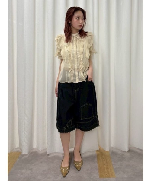SLY（スライ） ブラウス シャツ FRONT FRILL BL フロントフリル