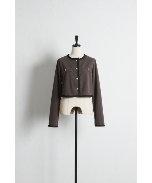 「tocco closet」 ノーカラージャケット M チャコール レディース_画像2