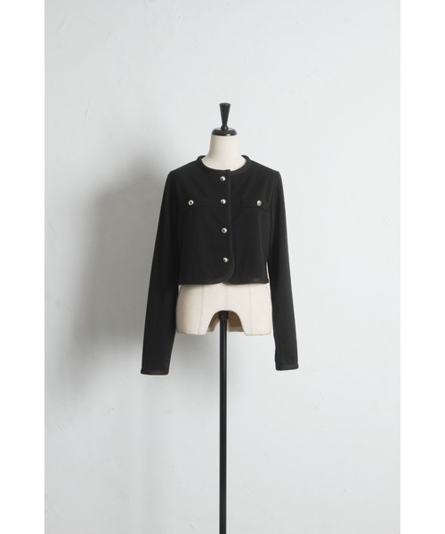 「tocco closet」 ノーカラージャケット M チャコール レディース_画像3