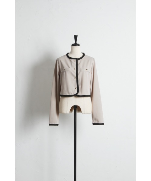 「tocco closet」 ノーカラージャケット M チャコール レディース_画像4