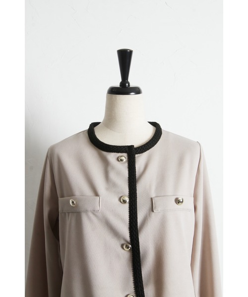 「tocco closet」 ノーカラージャケット M チャコール レディース_画像7