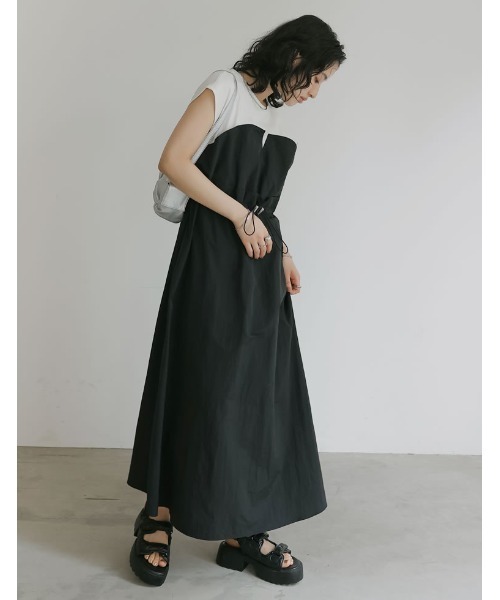「Re:EDIT」 ドッキングワンピース LARGE ブラック×ブラック レディース_画像4