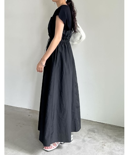 「Re:EDIT」 ドッキングワンピース LARGE ブラック×ブラック レディース_画像6