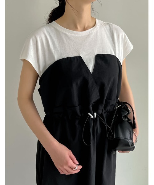 「Re:EDIT」 ドッキングワンピース LARGE ブラック×ブラック レディース_画像8