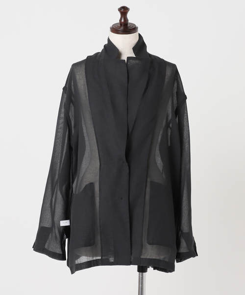 美品★スローブイエナ IENA habi Vネックジャケット 薄手 シアー 春夏 SLOBE IENA（スローブイエナ） コート アウター シアージョーゼット