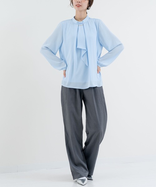 「ANNA LUNA」 長袖ブラウス MEDIUM サックスブルー レディース_画像4
