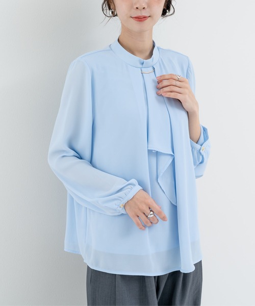 「ANNA LUNA」 長袖ブラウス MEDIUM サックスブルー レディース_画像7