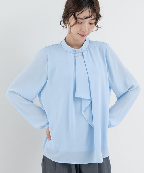 「ANNA LUNA」 長袖ブラウス MEDIUM サックスブルー レディース_画像8