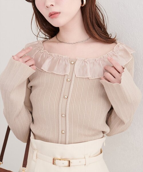 「natural couture」 ニットカーディガン FREE ピンク レディース_画像2