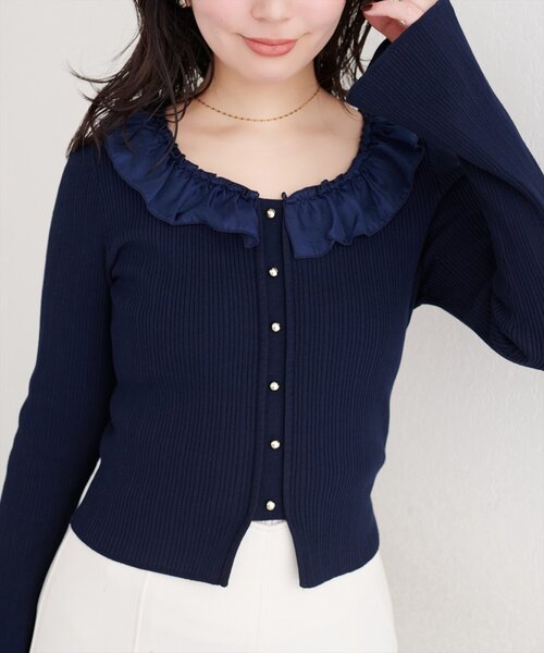 「natural couture」 ニットカーディガン FREE ピンク レディース_画像3