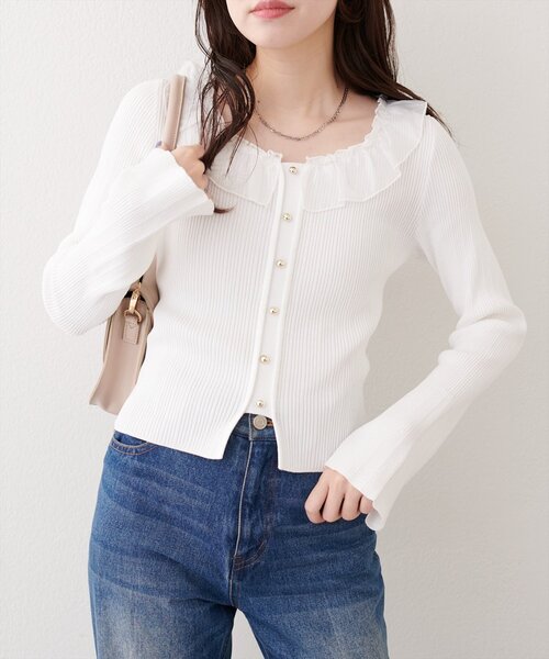 「natural couture」 ニットカーディガン FREE ピンク レディース_画像4
