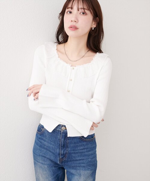 「natural couture」 ニットカーディガン FREE ピンク レディース_画像7