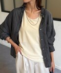 タンクトップ ノースリーブ ベロア×ジャージー...の詳細画像1
