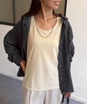 タンクトップ ノースリーブ ベロア×ジャージー...の詳細画像2