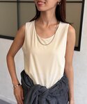 タンクトップ ノースリーブ ベロア×ジャージー...の詳細画像3