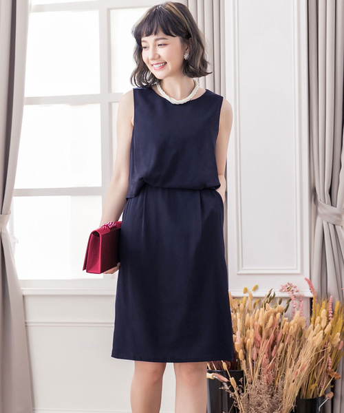 ドレス バックスリットレースノースリーブワンピースパーティードレス 