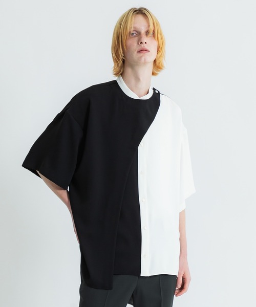シャツ ブラウス DRAPE LAYERED S S SHIRT