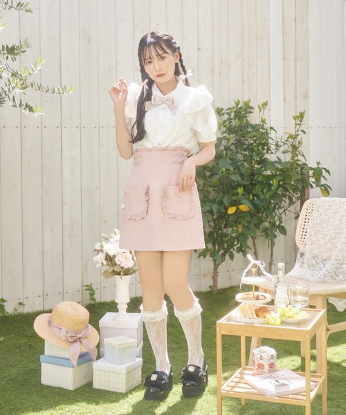 Honeycakeブラウス Honey Cinnamon ブラウス シャツ 袖ラッフルブラウス レディース