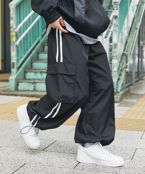 カーゴパンツ テックエステルサイドラインカーゴパンツ メンズ