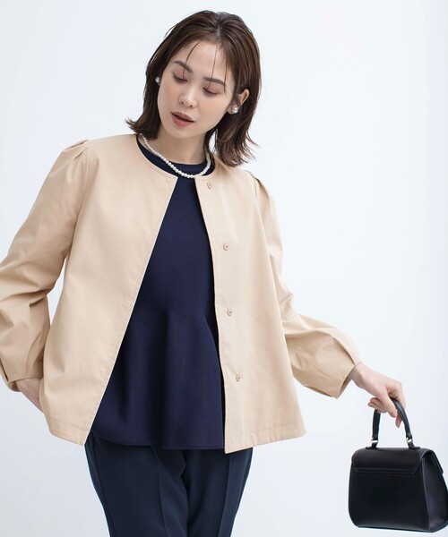 組曲（KUMIKYOKU） ノーカラーコート コート コットンライクツイル