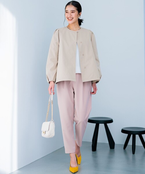 組曲（KUMIKYOKU） ノーカラーコート コート コットンライクツイル