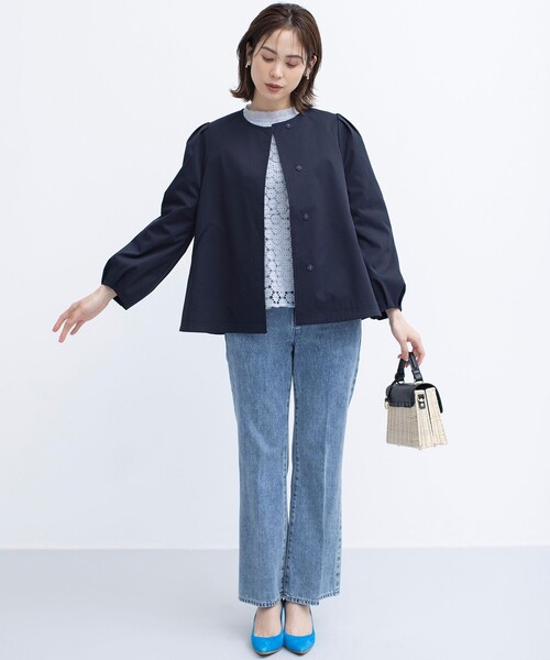 組曲（KUMIKYOKU） ノーカラーコート コート コットンライクツイル