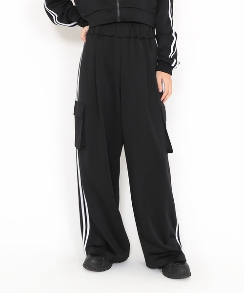 393【新品】大きいサイズ／PUNYUSジャージカーゴパンツ／ブラック／サイズ4 PUNYUS カーゴパンツ ジャージカーゴパンツ レディース メンズ