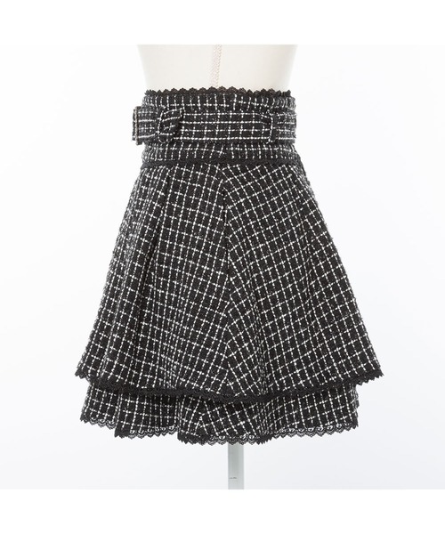 DearMyLove スカート キラキラビジューバックルツイードスカート