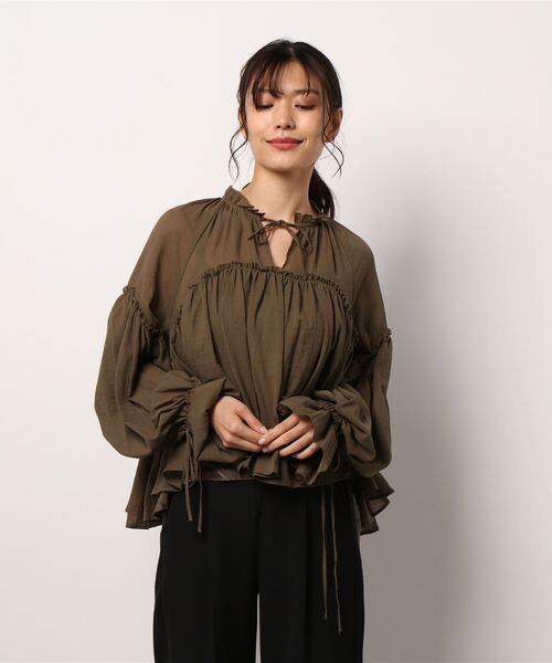 casa fline コットンブラウス　カーキ CASA FLINE」 長袖ブラウス FREE カーキ WOMEN 【公式通販】