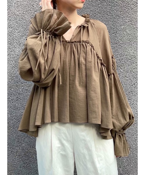 casa fline コットンブラウス　カーキ コットンブラウス | CASA FLINE (Women)/カーサフライン | 三越伊勢丹