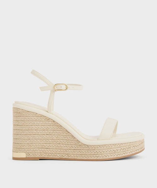 Crosta スエード ウェッジ エスパドリーユ CHARLES & KEITH クロスオーバー エスパドリーユウエッジ （Sand
