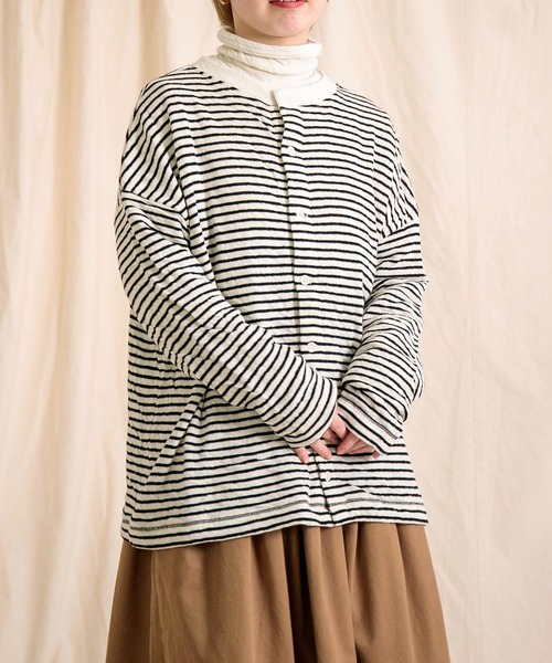 prit（プリット） カーディガン 「 」 ウール綿接結ボーダー 2WAY